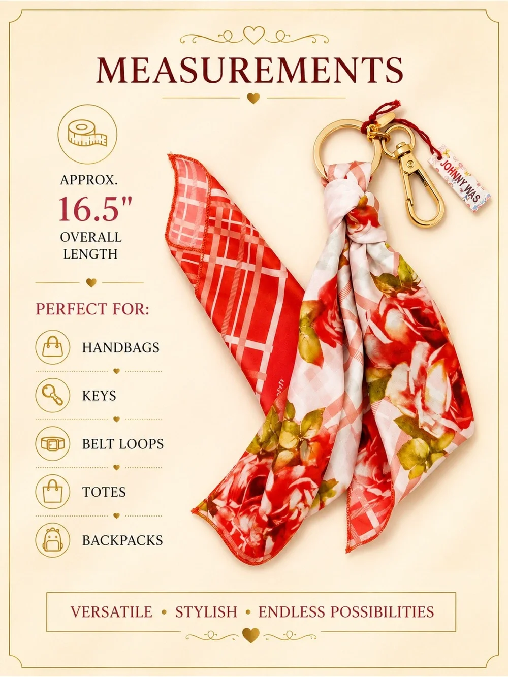 𝐉𝐎𝐇𝐍𝐍𝐘 𝐖𝐀𝐒 𝐍𝐖𝐓 Keychain Zoila Bandana Silk Scarf Handkerchief - Boho Bag Charm
